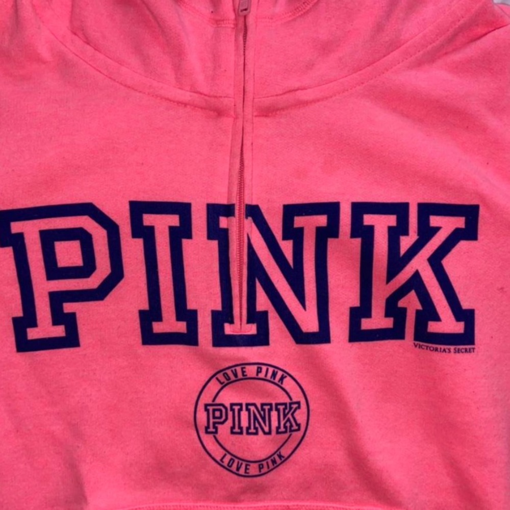 Neon pink quarter zip hoodie from pink